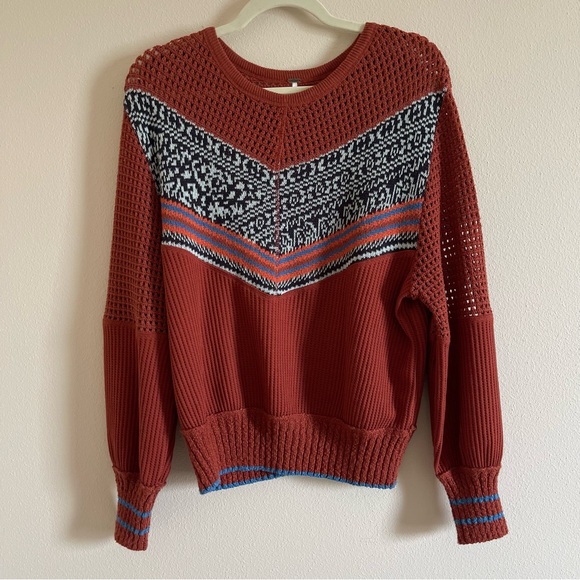 Free People Tops - Free People long sleeve thermal crochet top orange size XS